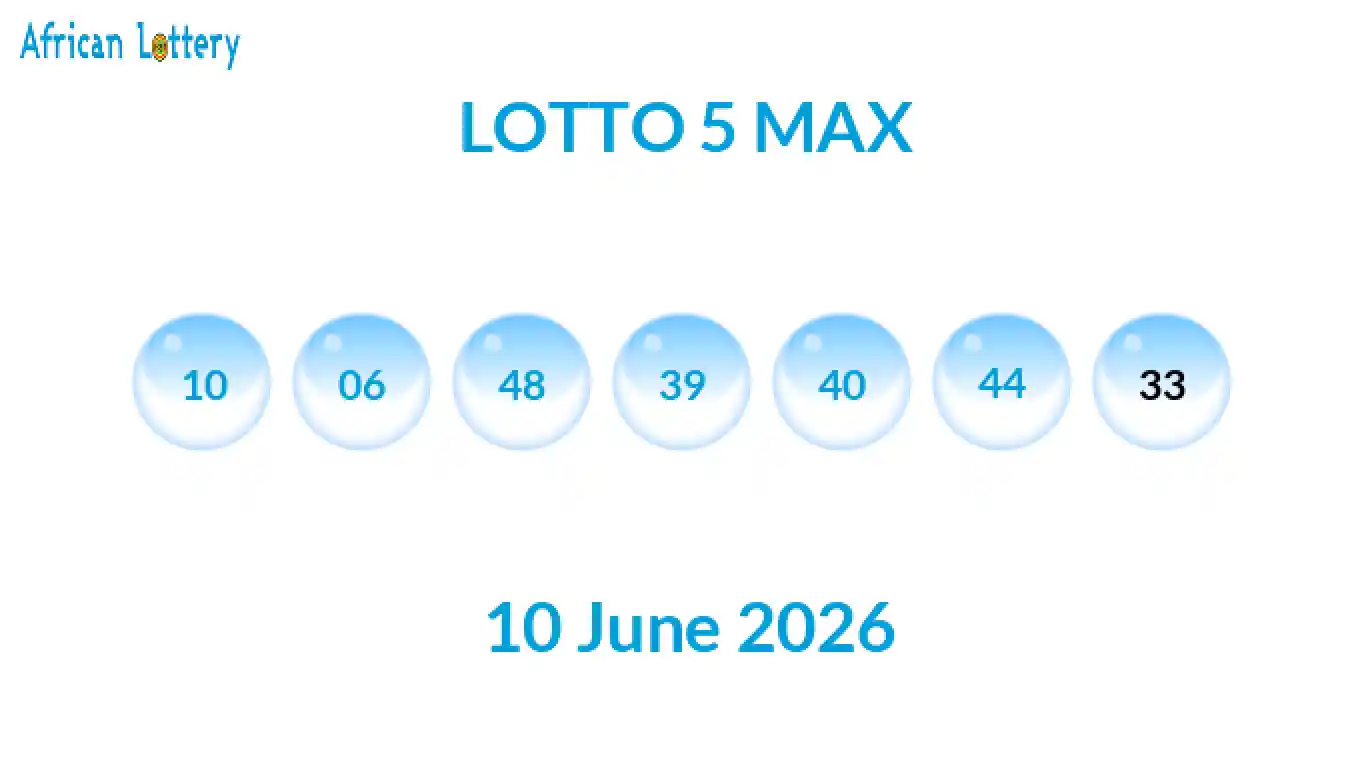 Lottery balls from Lotto 5 Max draw on 10 June 2026