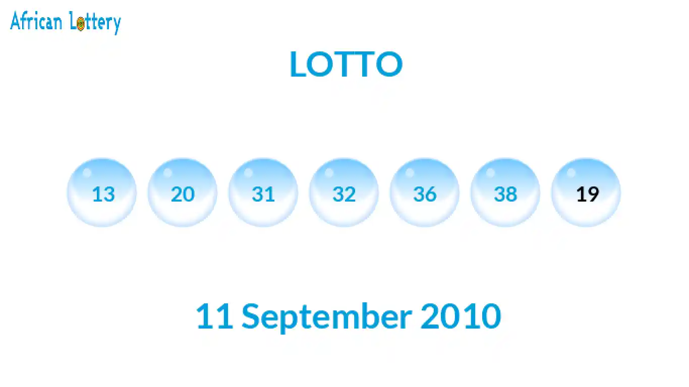 Lottery balls from Lotto draw on 11 September 2010