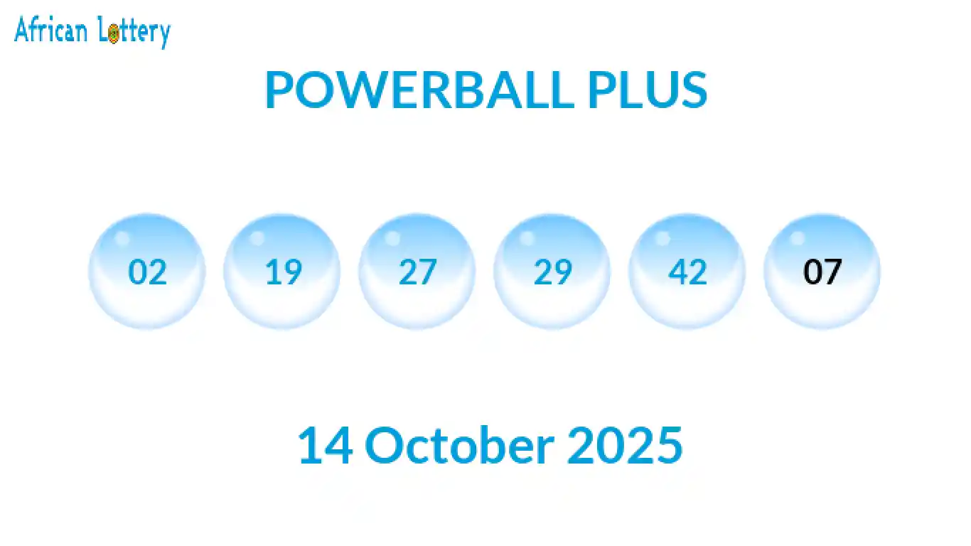 Lottery balls from Powerball Plus draw on 14 October 2025