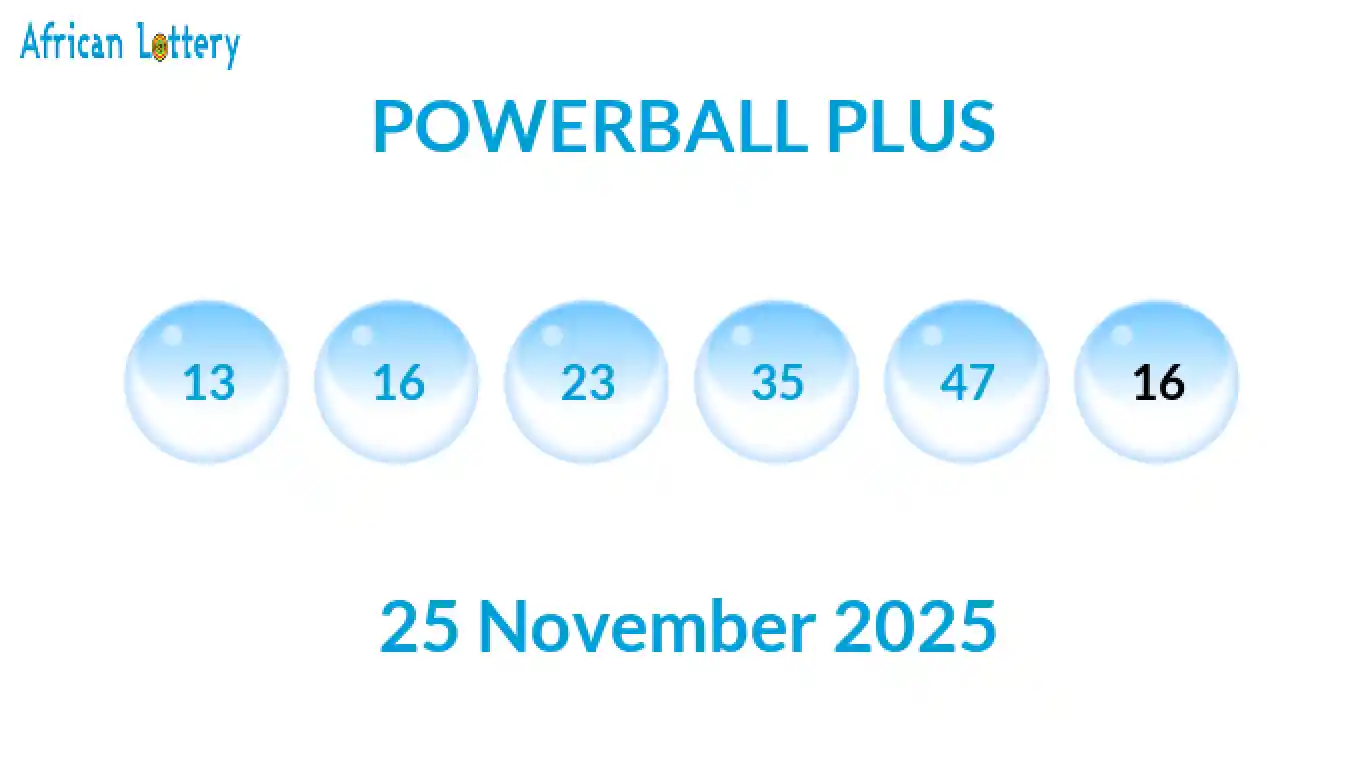 Lottery balls from Powerball Plus draw on 25 November 2025