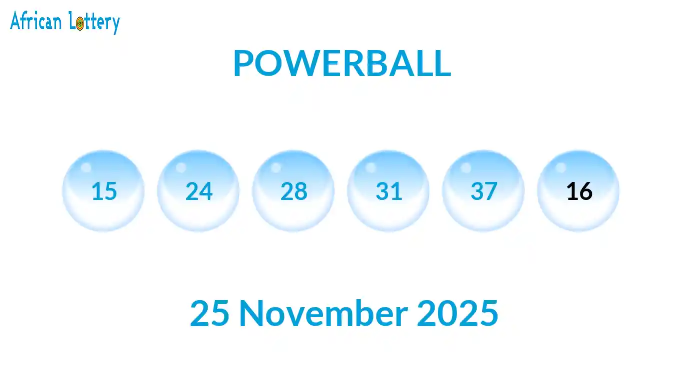 Lottery balls from Powerball draw on 25 November 2025